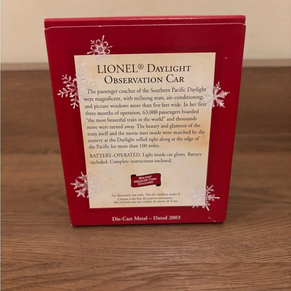 Vintage 2003‎ Hallmark Keepsake Ornament Lionel Daylight Observation Car  NEW
